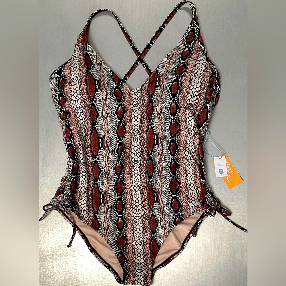 Kona Sol  NWT reptile print one piece swimsuit XL 16-18